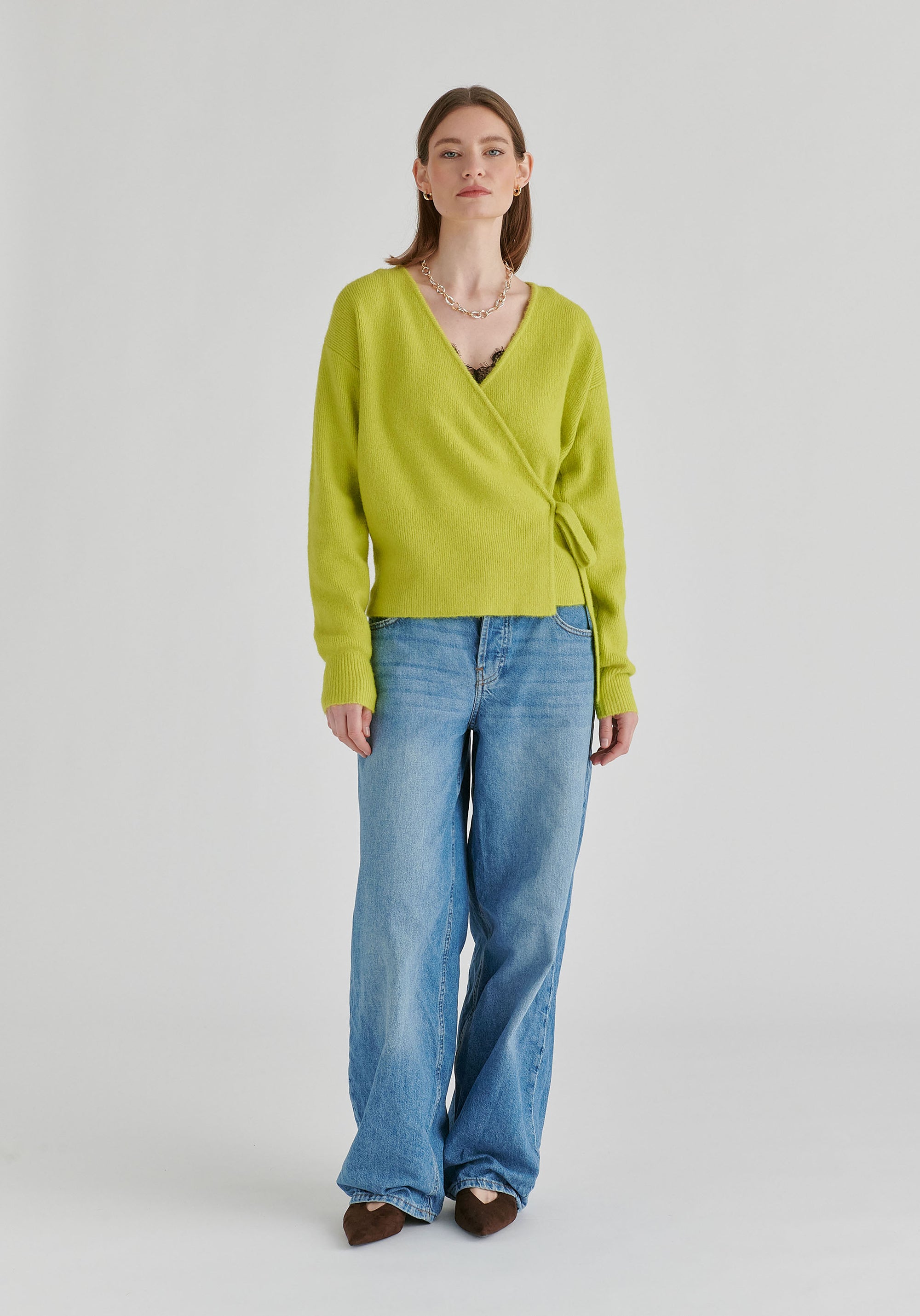 Fuzzy Knit Wrap Jumper