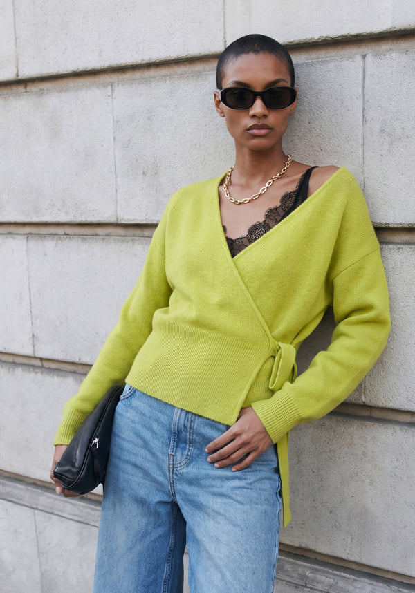 Fuzzy Knit Wrap Jumper