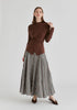 Wrap Front Knit Top with Mock Neck and Button Detail