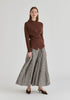 Wrap Front Knit Top with Mock Neck and Button Detail