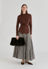 Wrap Front Knit Top with Mock Neck and Button Detail
