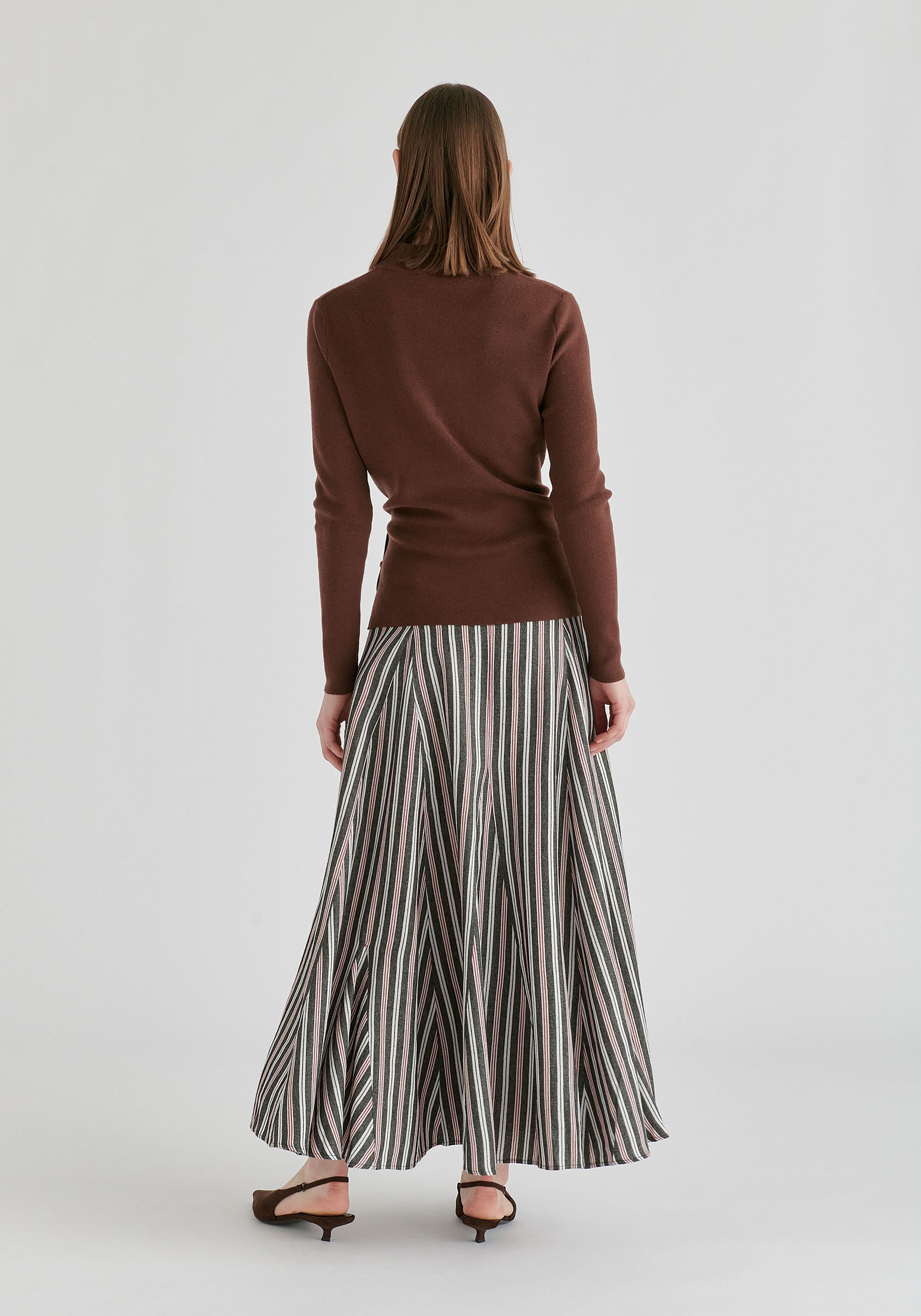 Wrap Front Knit Top with Mock Neck and Button Detail