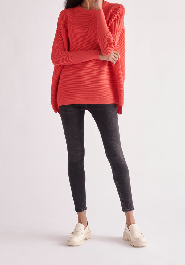 Paisie Ribbed Oversized Knit Jumper in Strawberry Pink