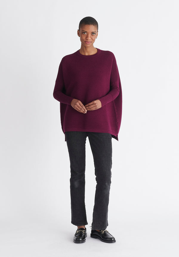 Paisie Ribbed Oversized Knit Jumper in Purple