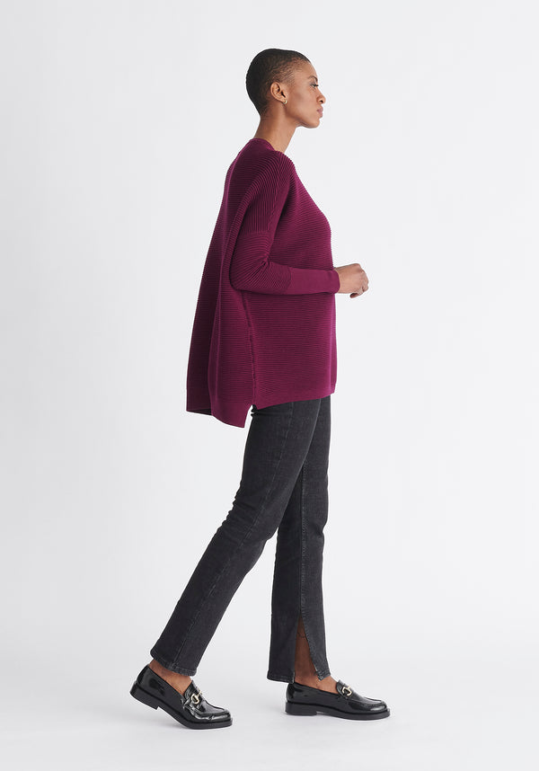 Paisie Ribbed Oversized Knit Jumper in Purple Side