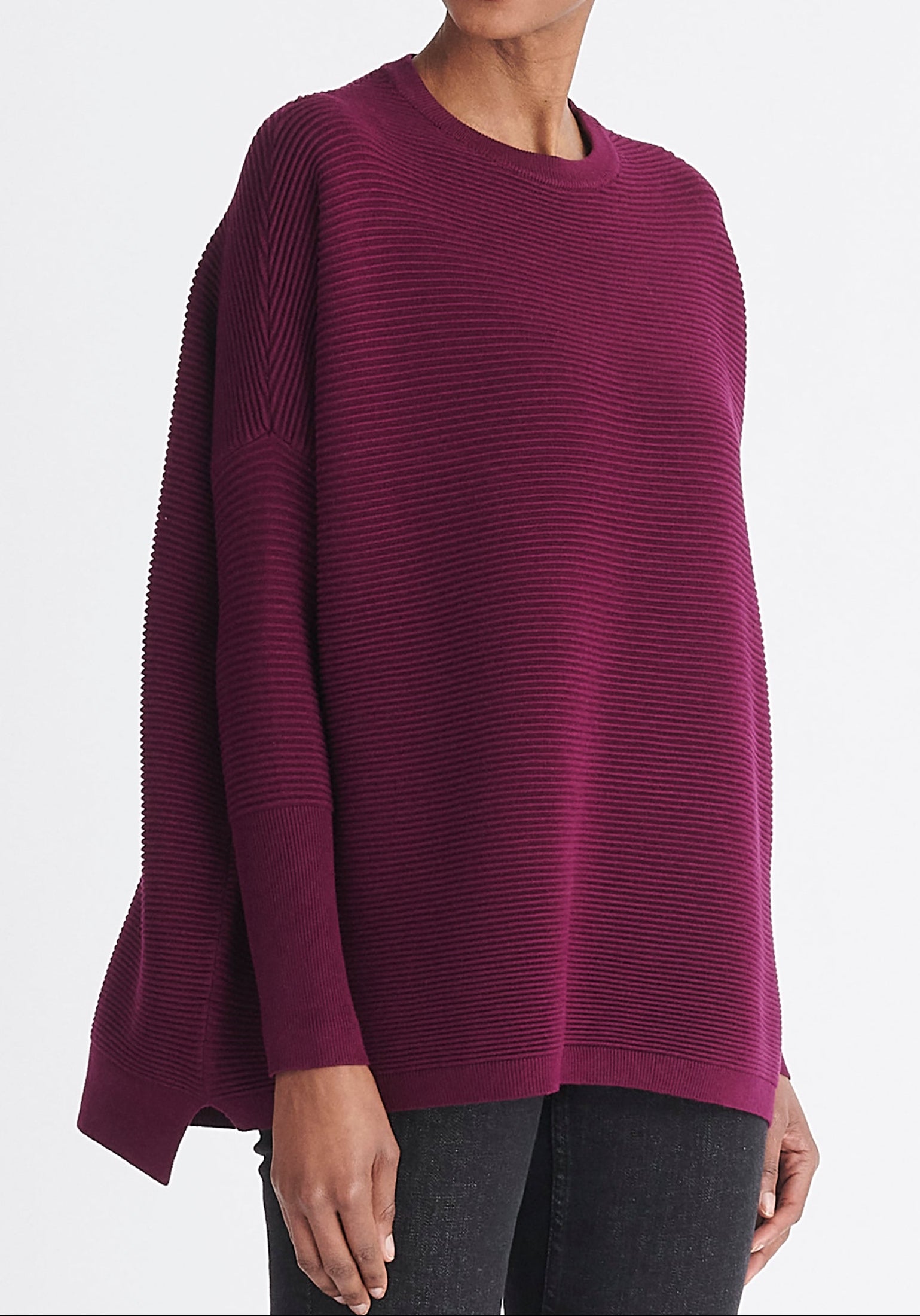 Paisie Ribbed Oversized Knit Jumper in Purple
