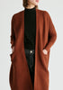 Paisie Long Ribbed Cardigan in Brown Closeup