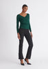 Paisie Long Sleeve Knit Wrap Top in Green