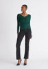 Paisie Long Sleeve Knit Wrap Top in Green