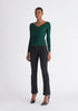 Paisie Long Sleeve Knit Wrap Top in Green