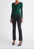 Paisie Long Sleeve Knit Wrap Top in Green