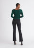 Paisie Long Sleeve Knit Wrap Top in Green Back