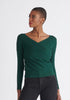 Paisie Long Sleeve Knit Wrap Top in Green