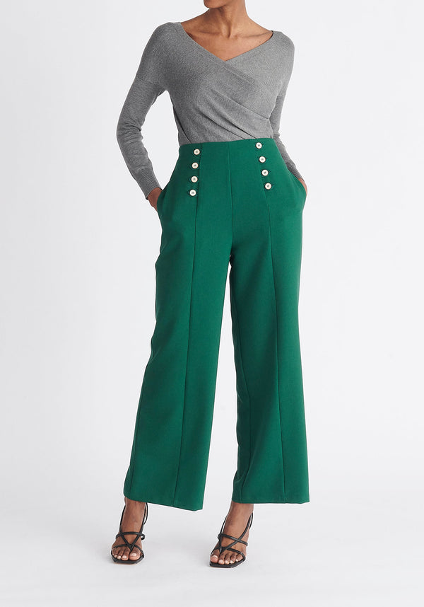 Paisie Long Sleeve Knit Wrap Top with in Grey