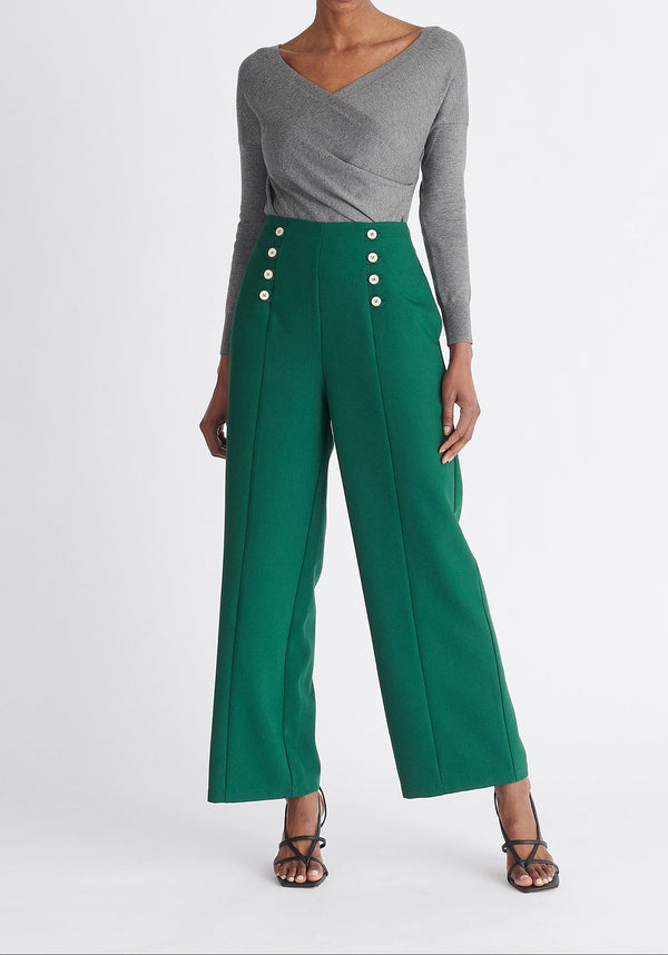 Paisie Long Sleeve Knit Wrap Top with in Grey