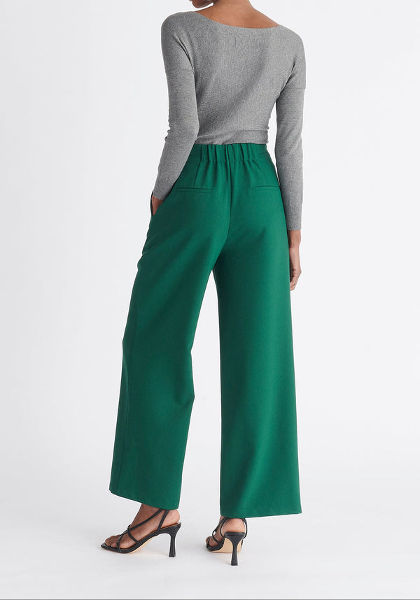 Paisie Long Sleeve Knit Wrap Top with in Grey Back