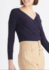 Paisie Long Sleeve Knit Wrap Top in Navy