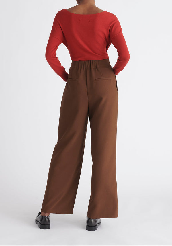 Paisie Long Sleeve Knit Wrap Top in Red Back