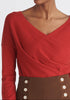 Paisie Long Sleeve Knit Wrap Top in Red