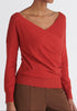 Paisie Long Sleeve Knit Wrap Top in Red