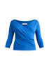 Paisie Knitted Wrap Top with 3/4 sleeves in Royal Blue Cut Out