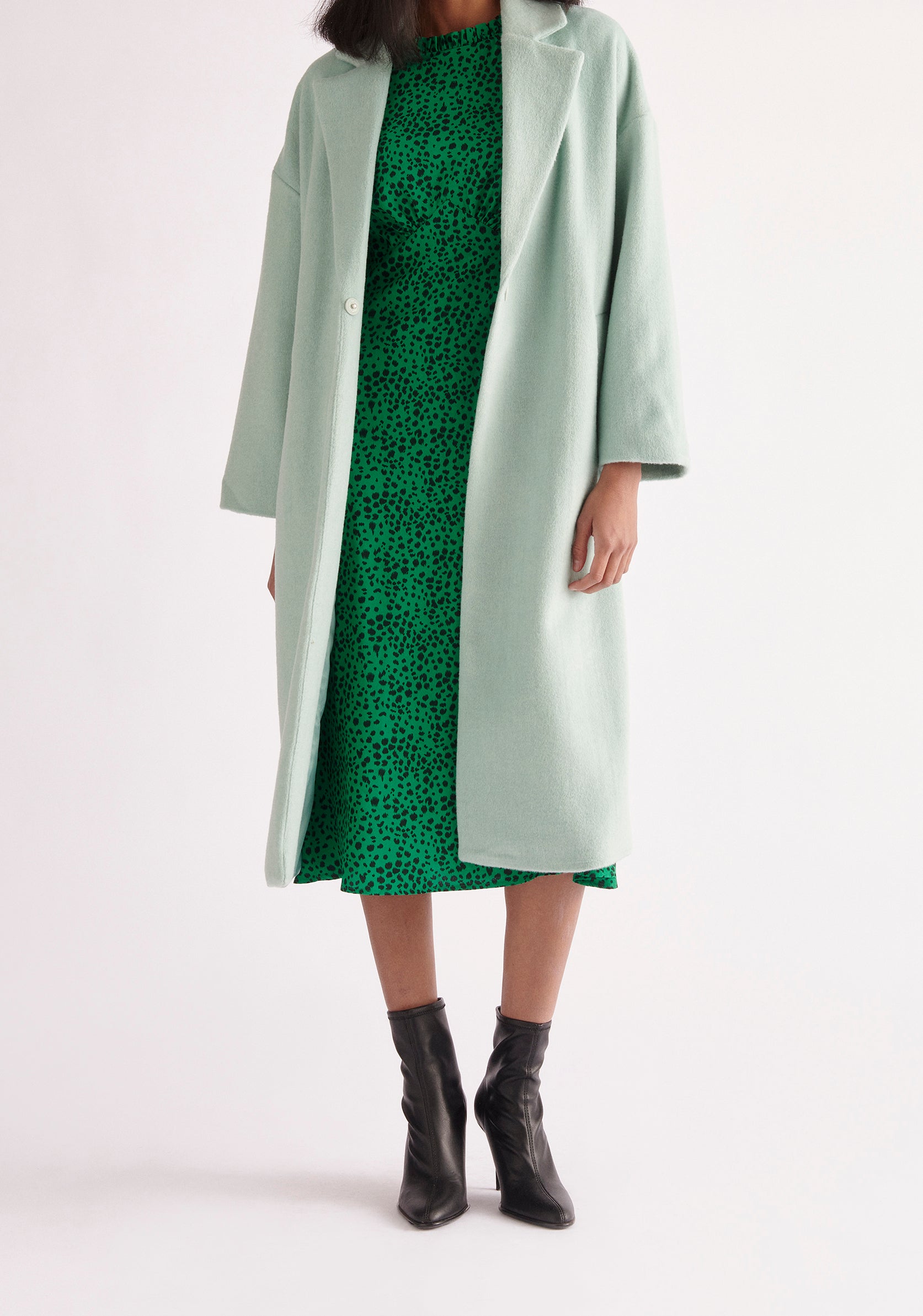 Paisie Midi Dalmatian Print Dress in Green