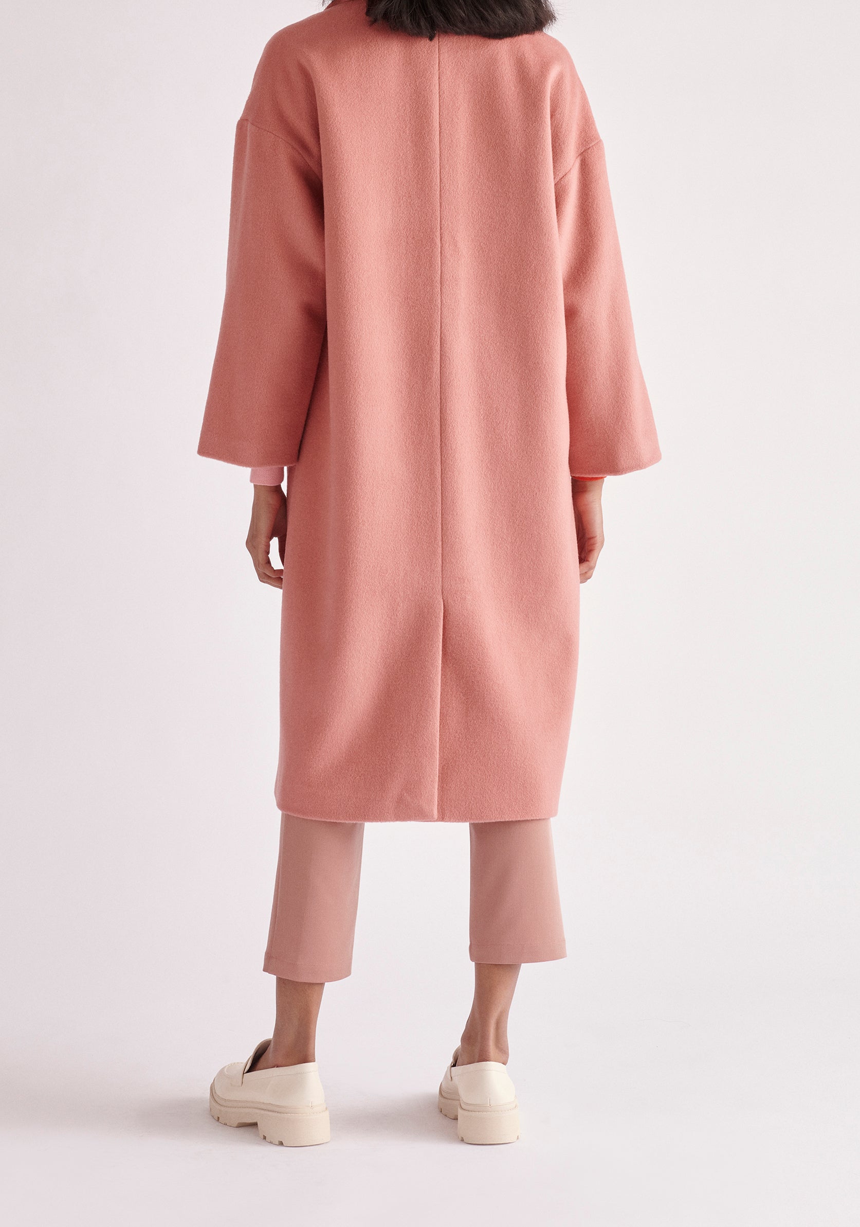 Paisie Belted Wool Blend Coat in Pink Back