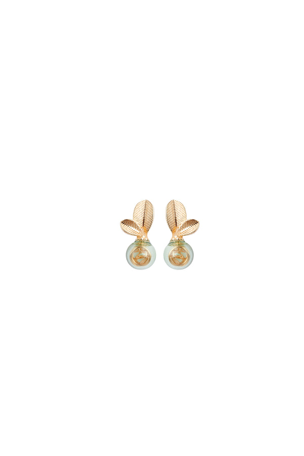 Paisie Leaf Sphere Earrings Cut Out