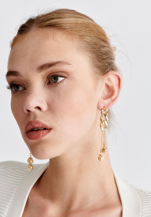 Paisie Double Sphere Chain Earrings