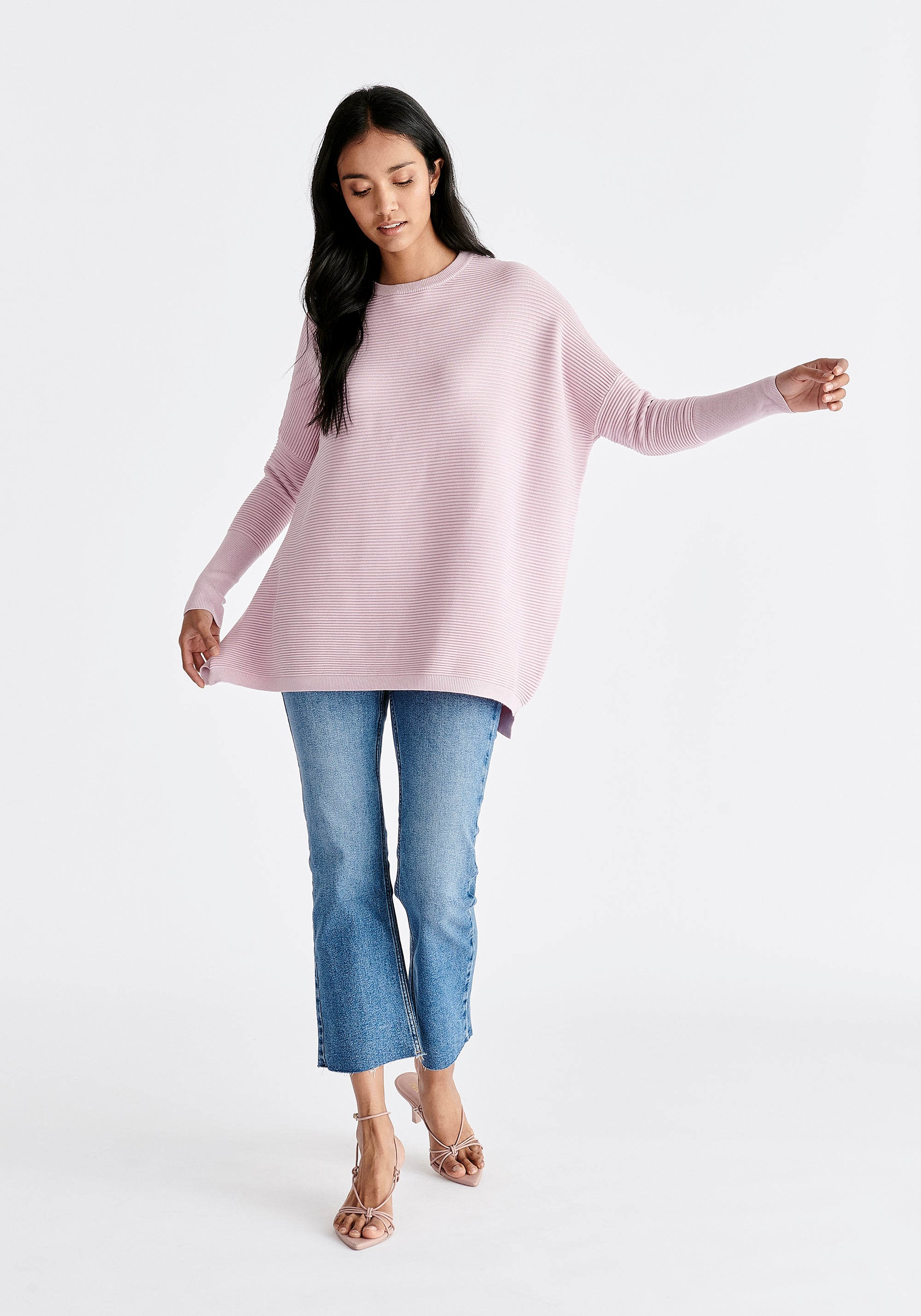 Paisie Ribbed Oversized Knit Jumper in Light Purple