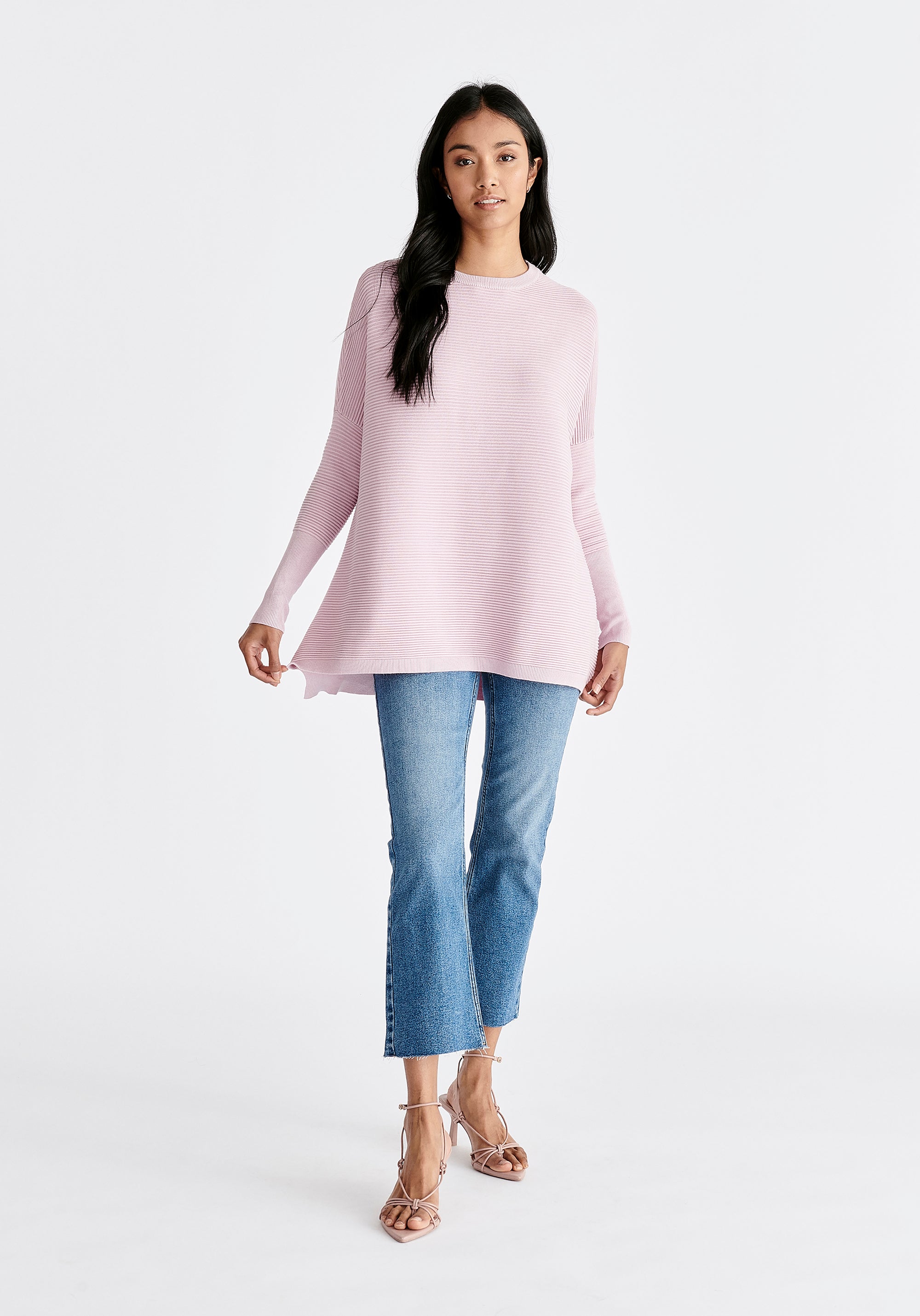 Paisie Ribbed Oversized Knit Jumper in Light Purple