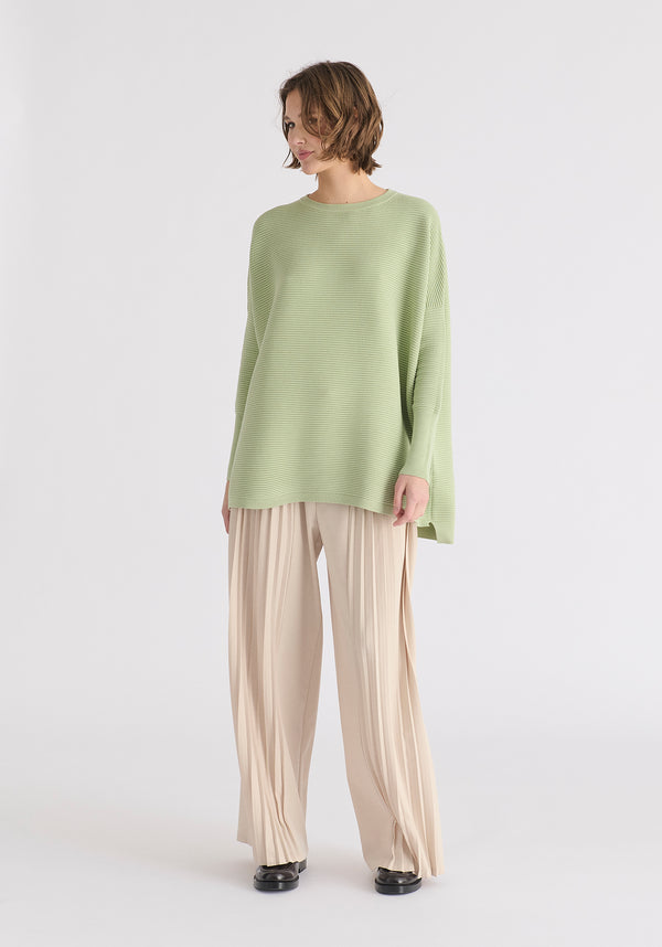 Paisie Ribbed Jumper in Matcha Green Front