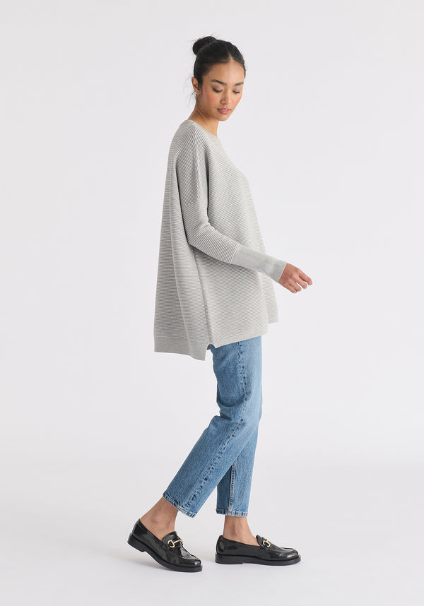 Paisie Ribbed Jumper in Light Grey Side
