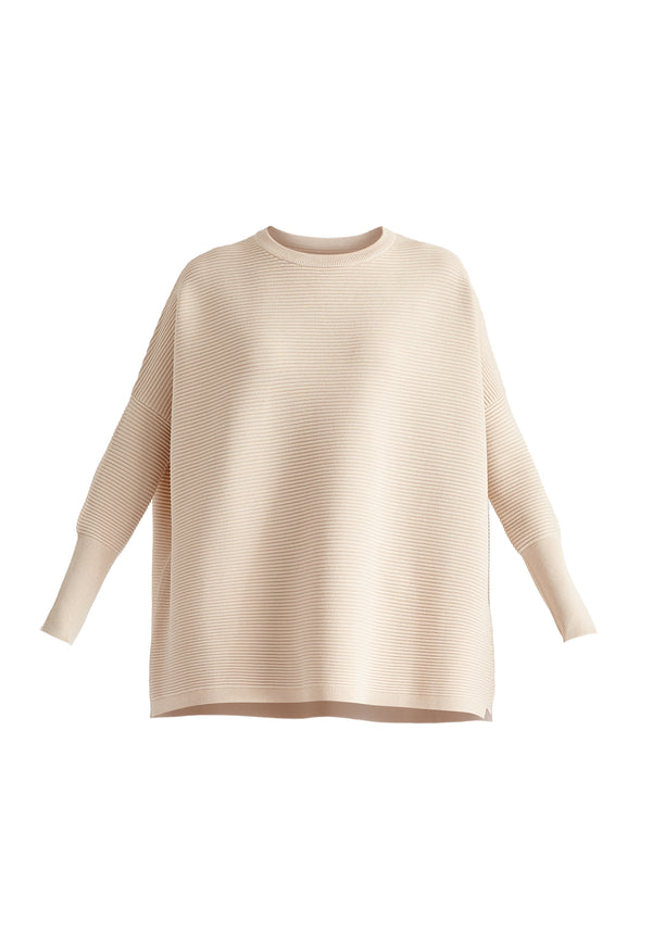 Paisie Ribbed Jumper in Beige Cut Out