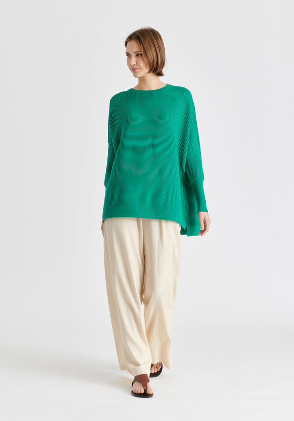 Paisie Ribbed Jumper In Leaf Green Side