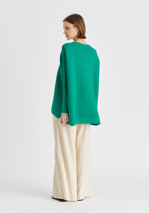 Paisie Ribbed Jumper In Leaf Green Back