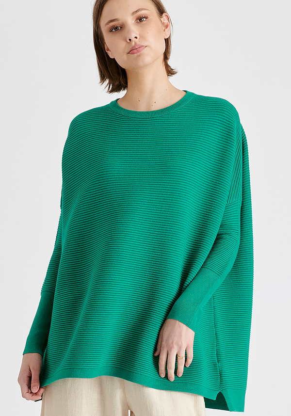 Paisie Ribbed Jumper In Leaf Green