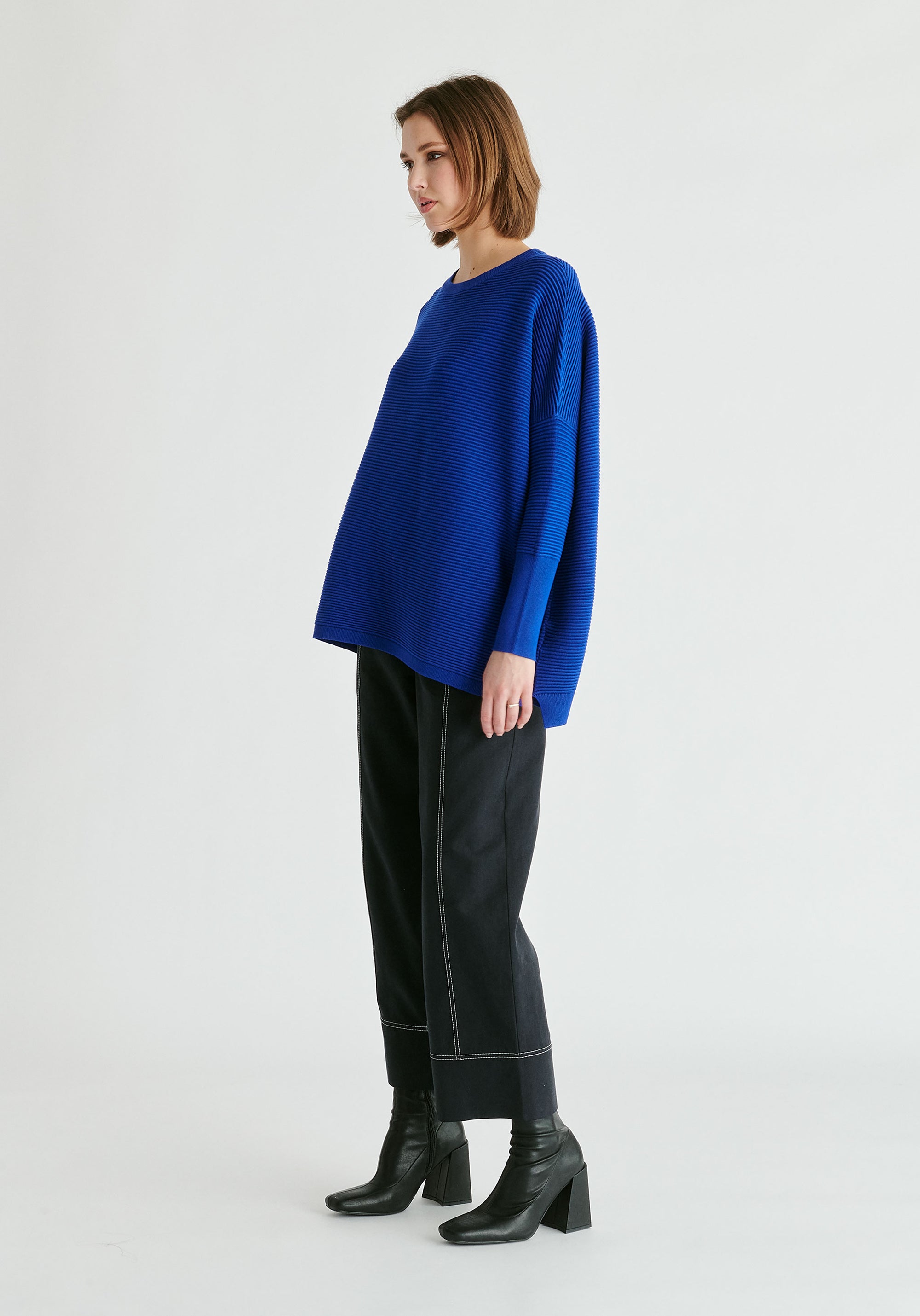 Paisie Ribbed Jumper in Royal Blue Side