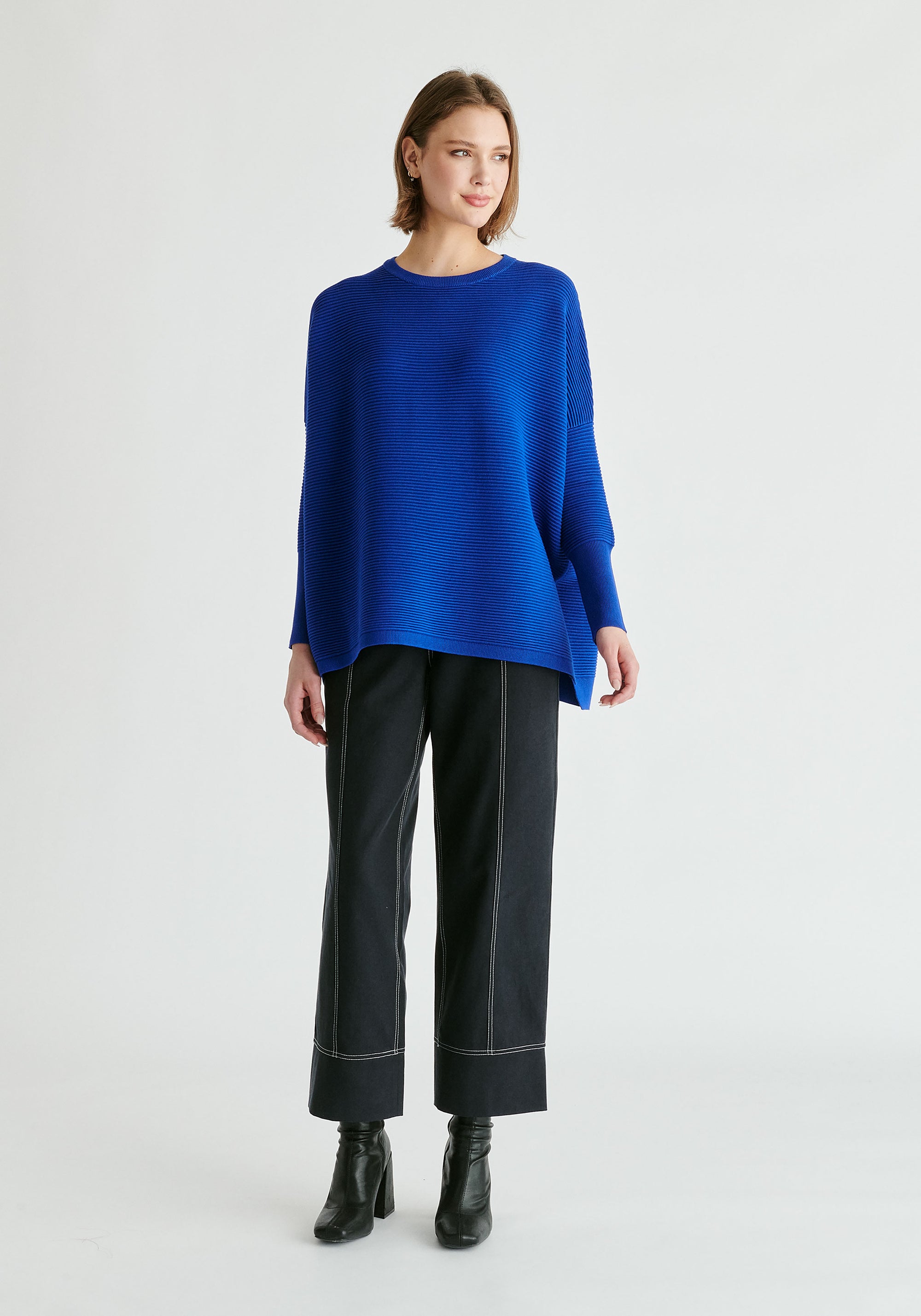 Paisie Ribbed Jumper in Royal Blue Front
