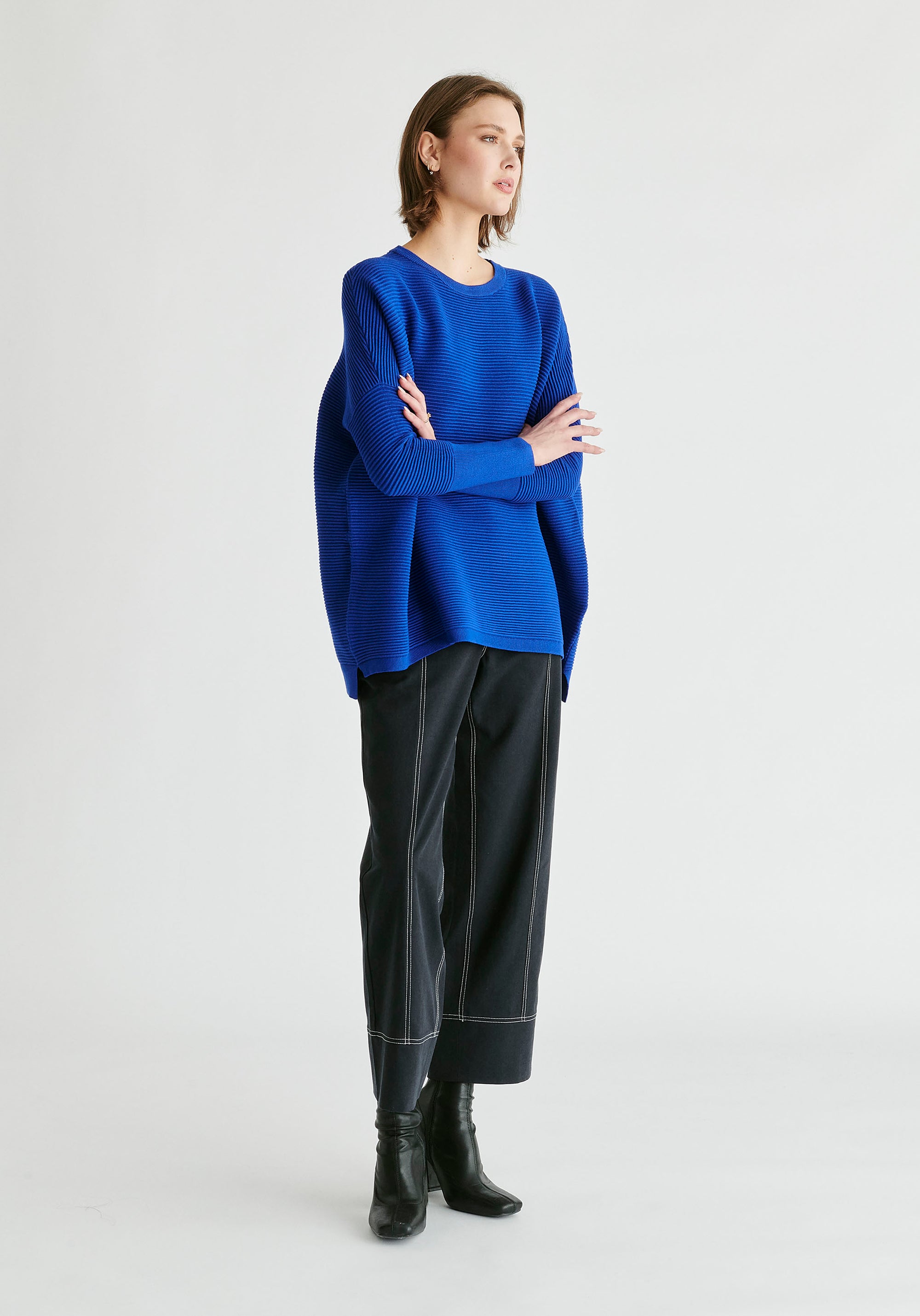 Paisie Ribbed Jumper in Royal Blue Side