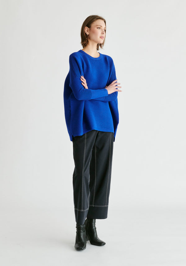 Paisie Ribbed Jumper in Royal Blue Side