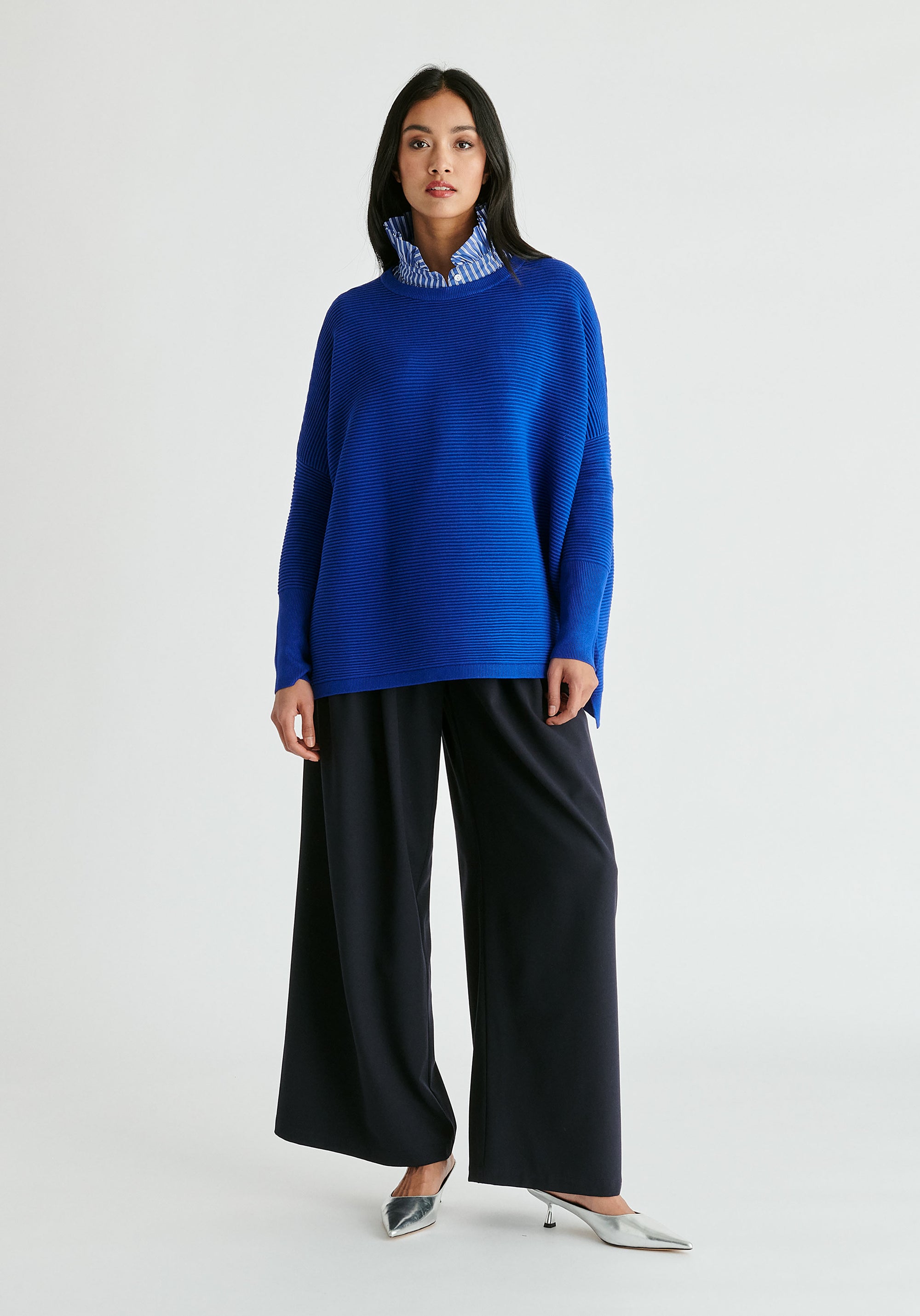 Paisie Ribbed Jumper in Royal Blue Front