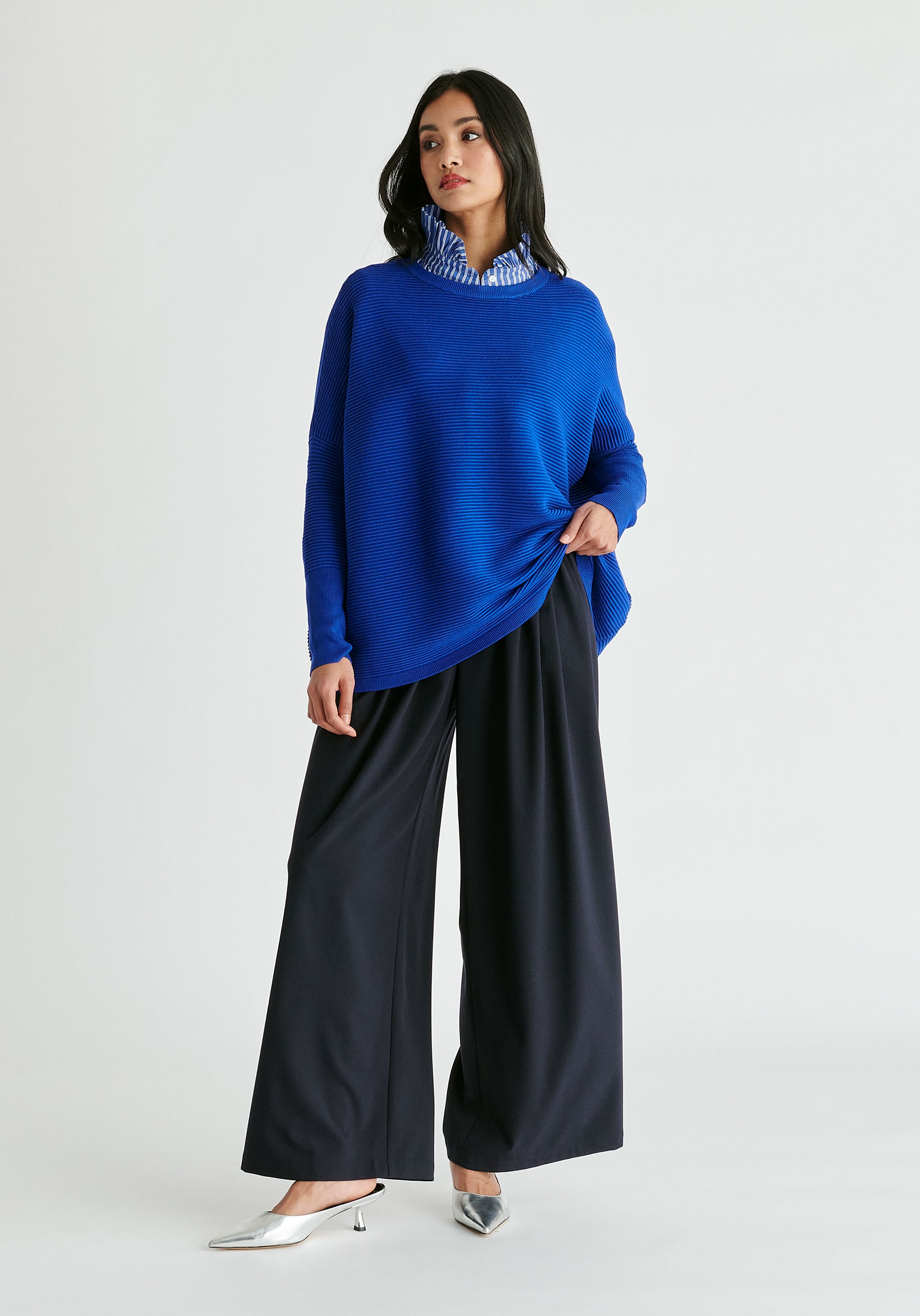 Paisie Ribbed Jumper in Royal Blue Front