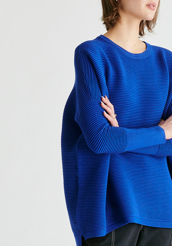 Paisie Ribbed Jumper in Royal Blue Closeup