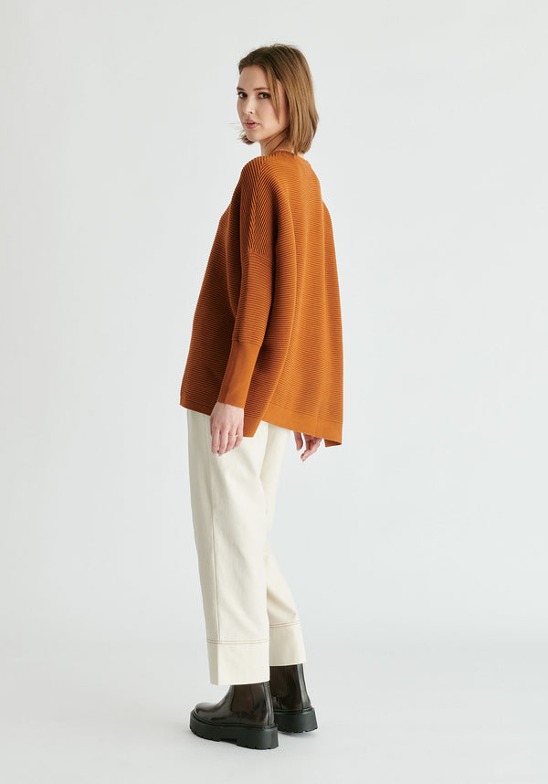 Paisie Ribbed Jumper in Brown Back