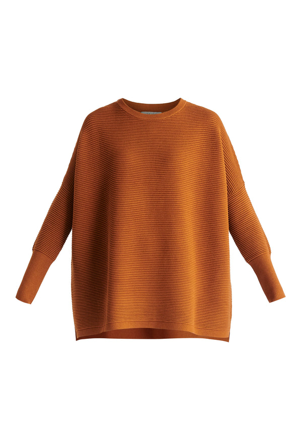 Paisie Ribbed Jumper in Brown Cutout