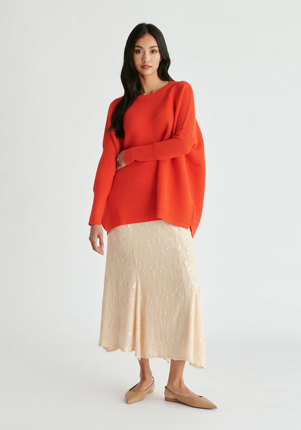 Paisie Ribbed Jumper in Red Front