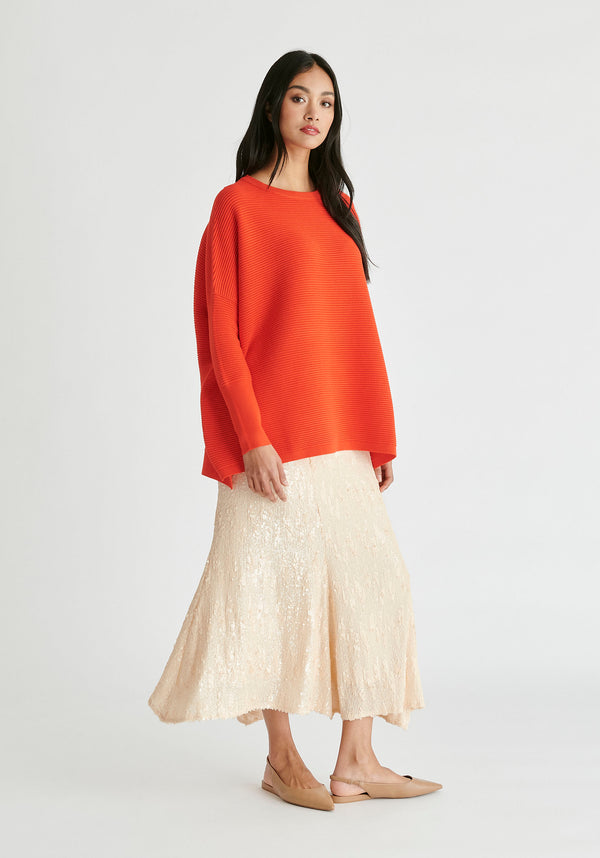 Paisie Ribbed Jumper in Red Side