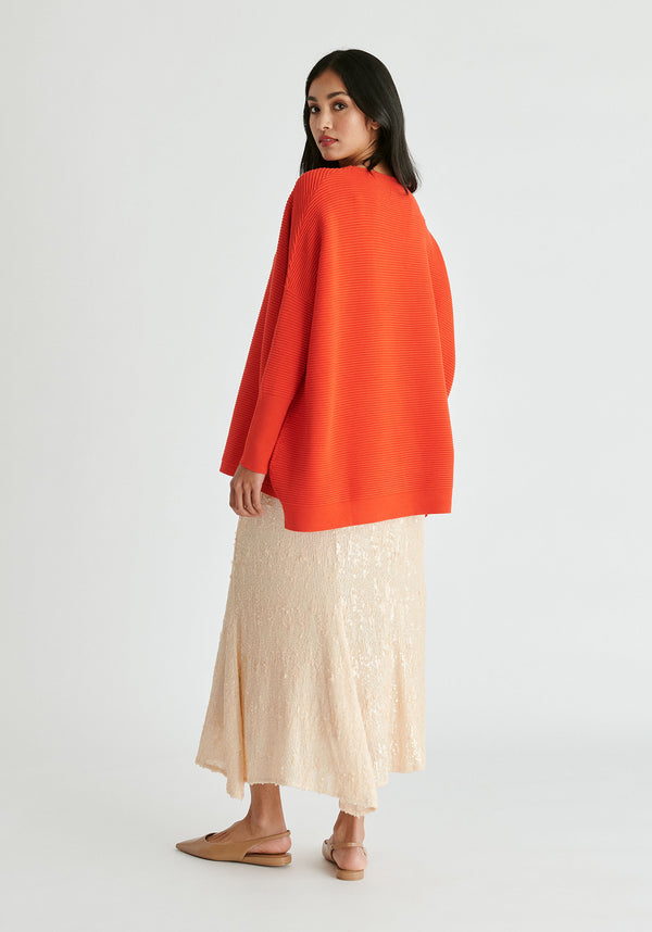 Paisie Ribbed Jumper in Red Back