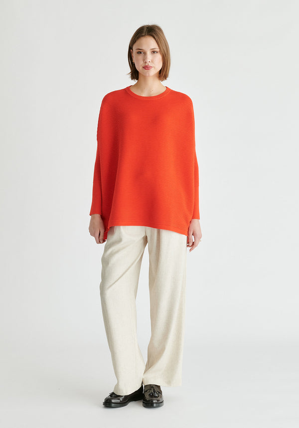 Paisie Ribbed Jumper in Red Front